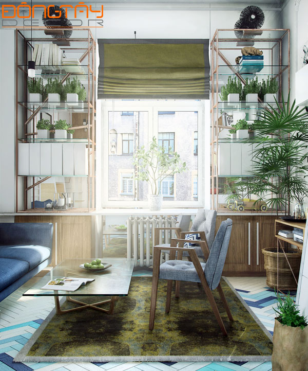 Phòng khách ấn tượng với không gian sống xanh